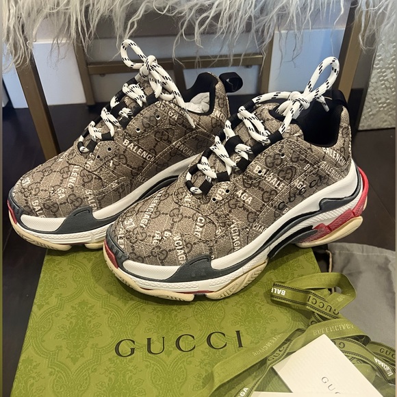 Gucci x Balenciaga The Hacker Project Triple S Beige Limited Edition Sneakers - Picture 1 of 5